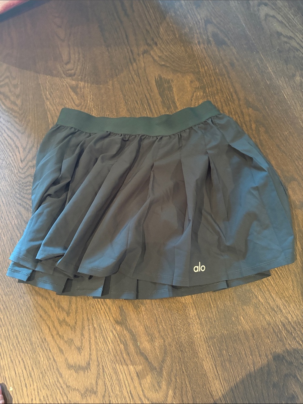 ALO Yoga Black Pleated Skater Skirt with Built-In Shorts